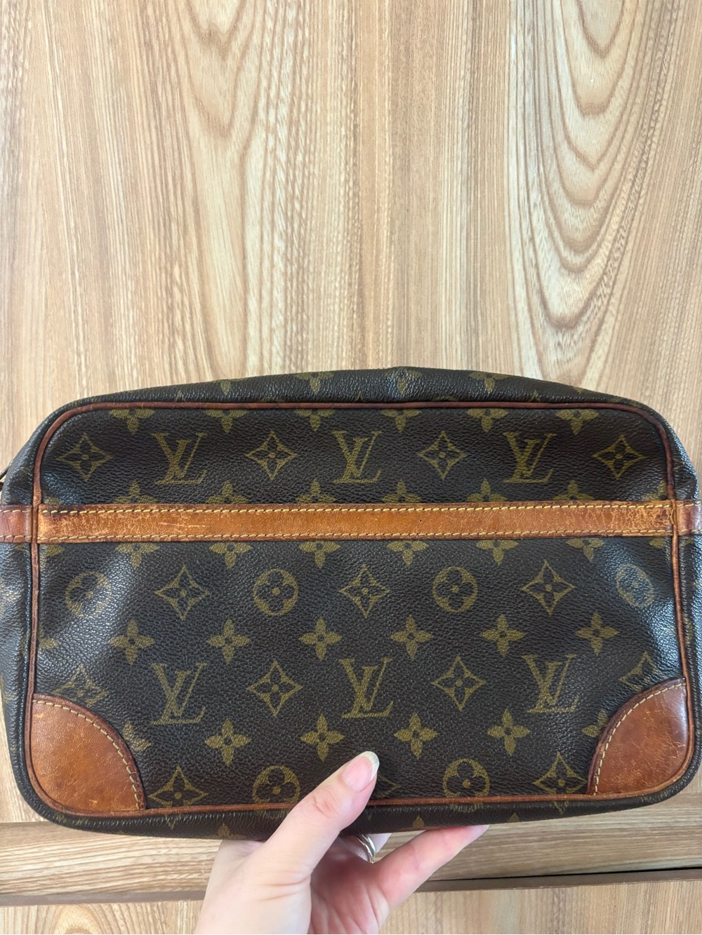 Authentic Louis Vuitton Compiegne 28 Monogram Canvas Brown clutch